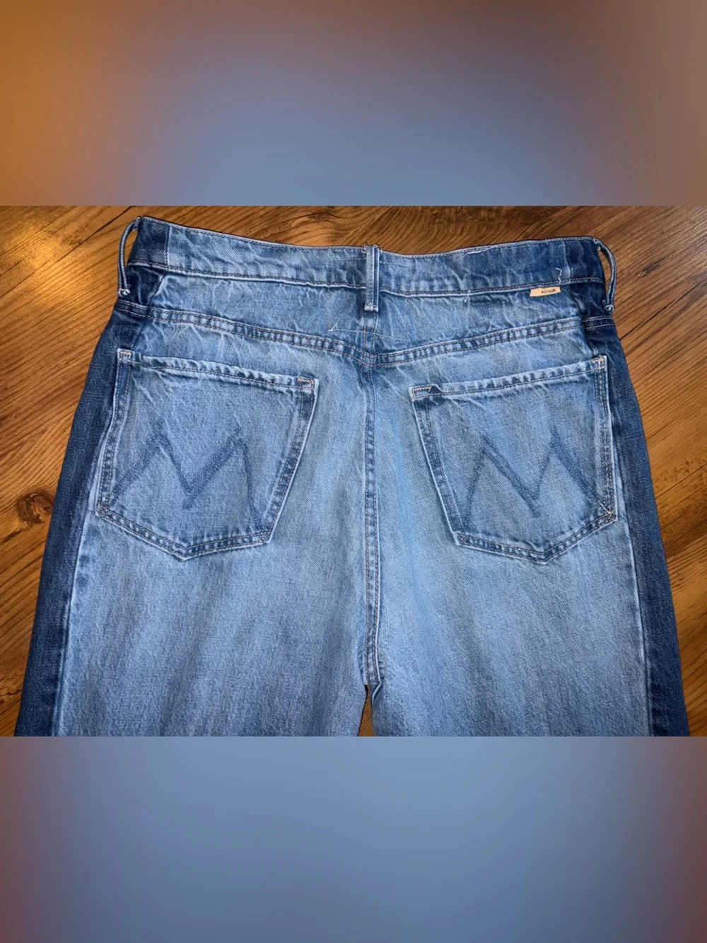 Mother The Tux Sidestepper Sneak Fray “Double Stacked” two-tone Jeans 29 - Picture 6 of 16